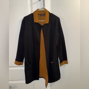 Tahari Black and Brown Knit Cardigan